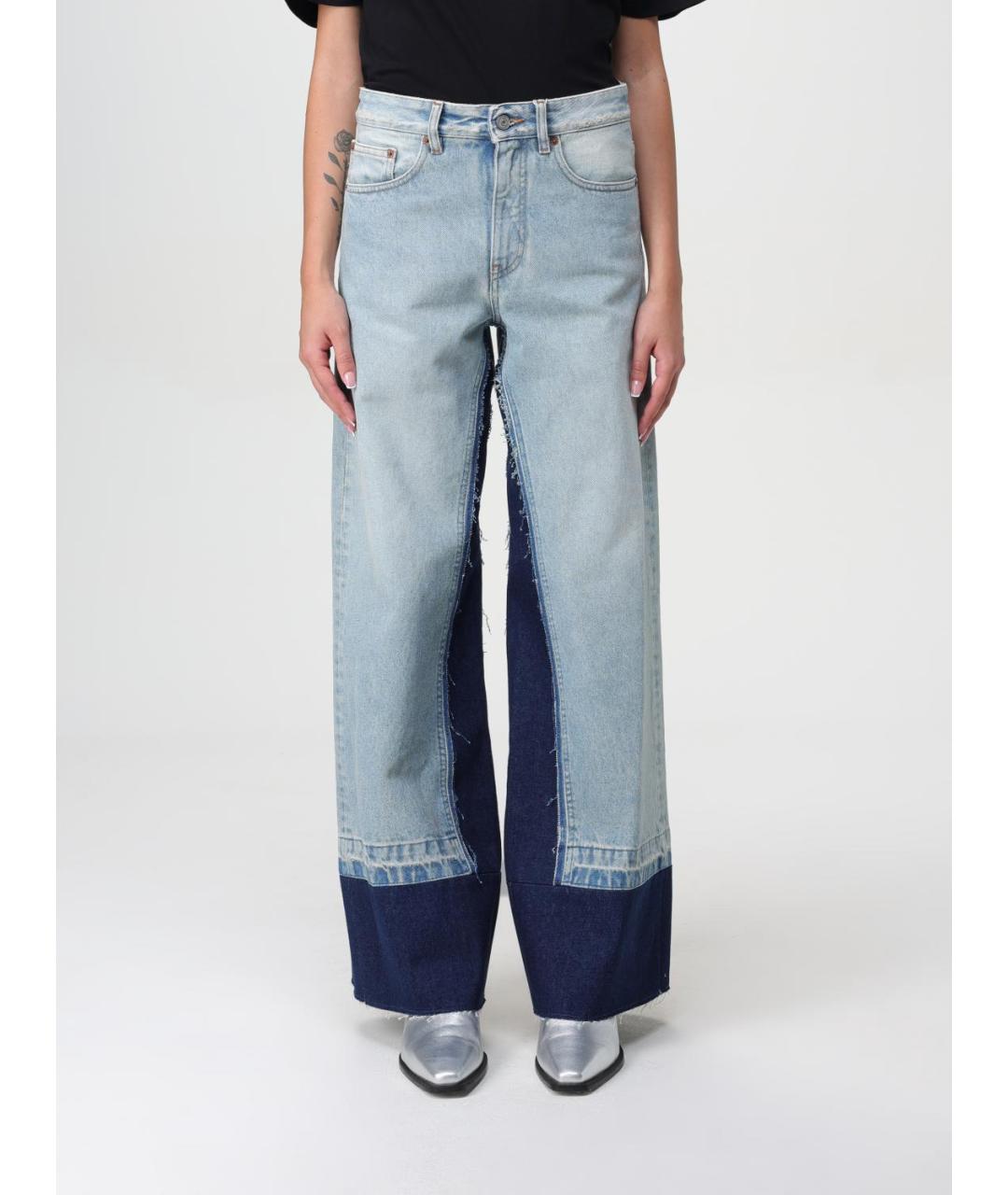 MM6 MAISON MARGIELA Синие хлопковые джинсы клеш, фото 2