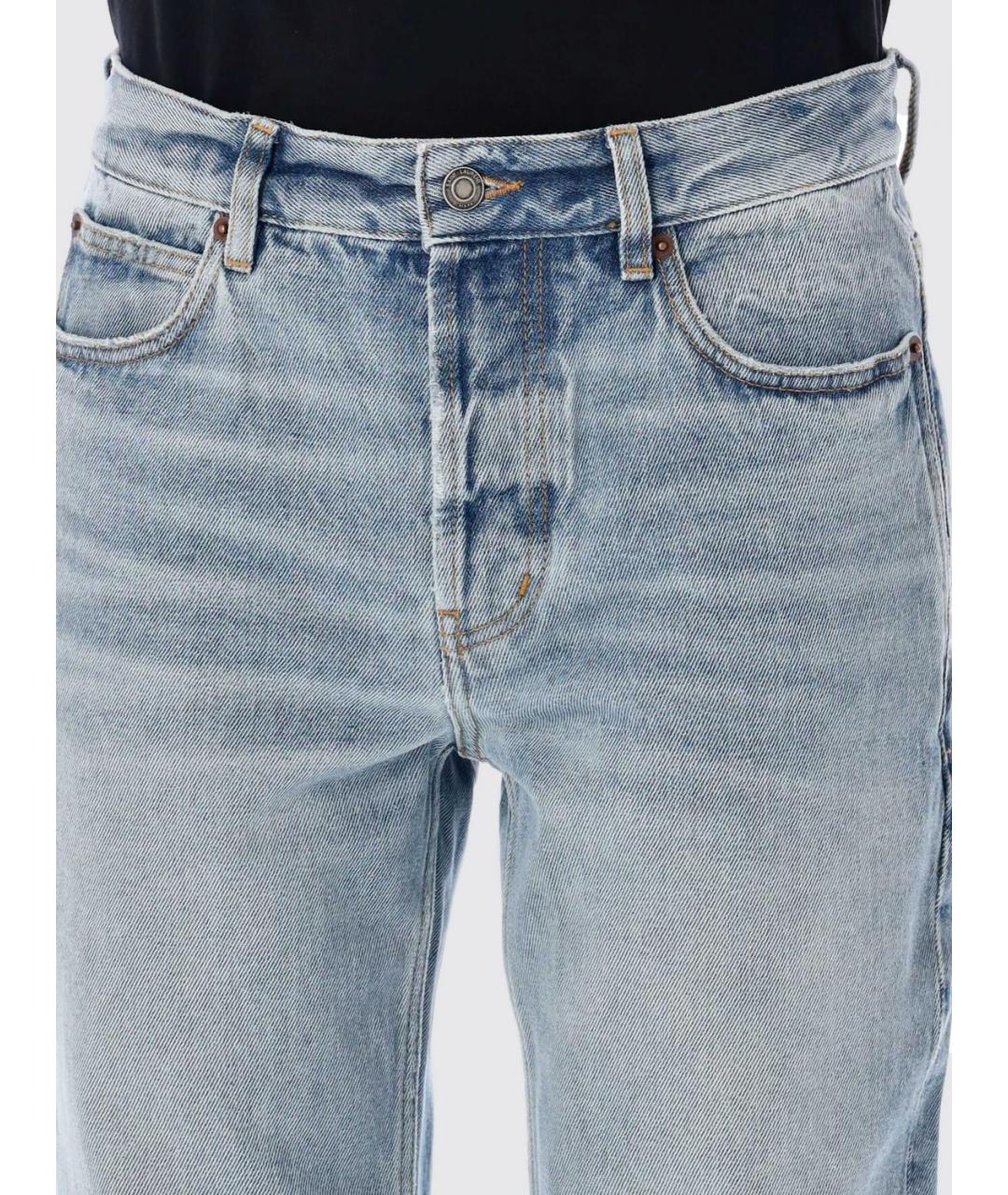 SAINT LAURENT Голубые хлопковые прямые джинсы, фото 4