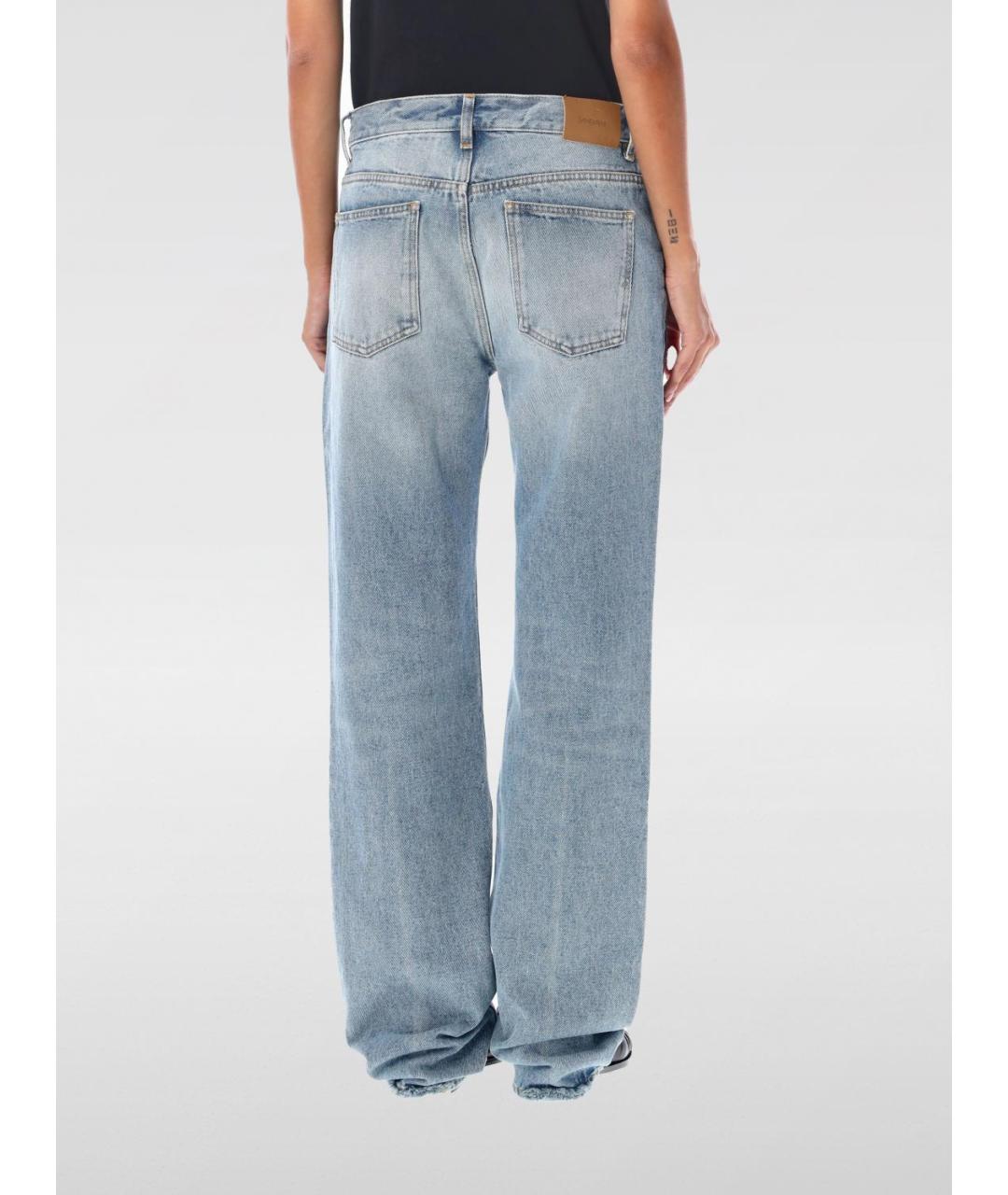 SAINT LAURENT Голубые хлопковые прямые джинсы, фото 3