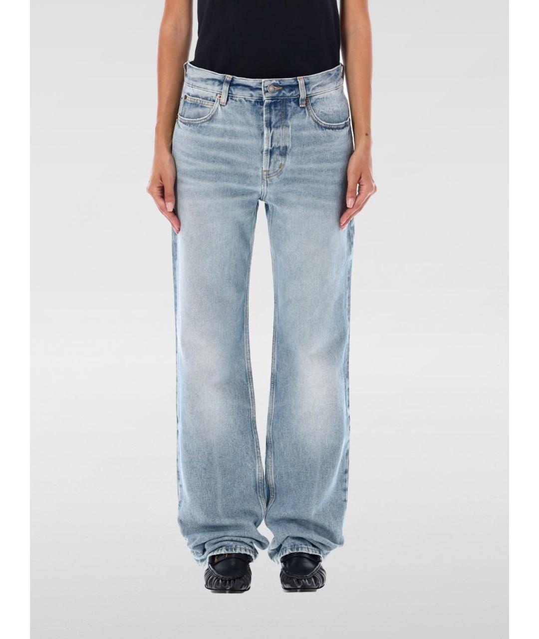 SAINT LAURENT Голубые хлопковые прямые джинсы, фото 2