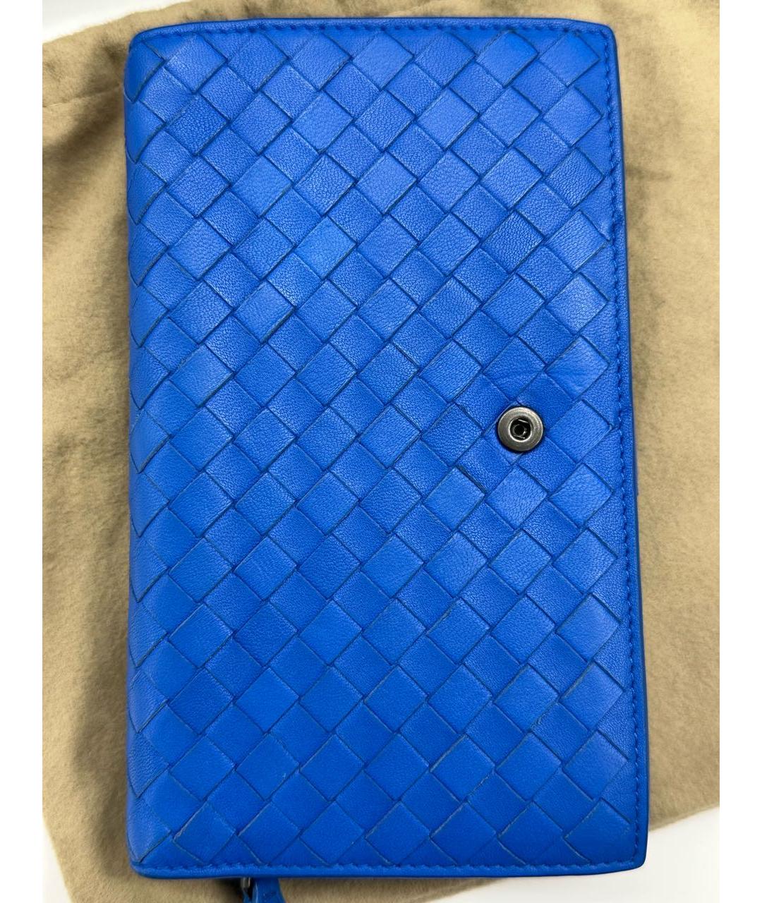 BOTTEGA VENETA Синий кожаный кошелек, фото 6