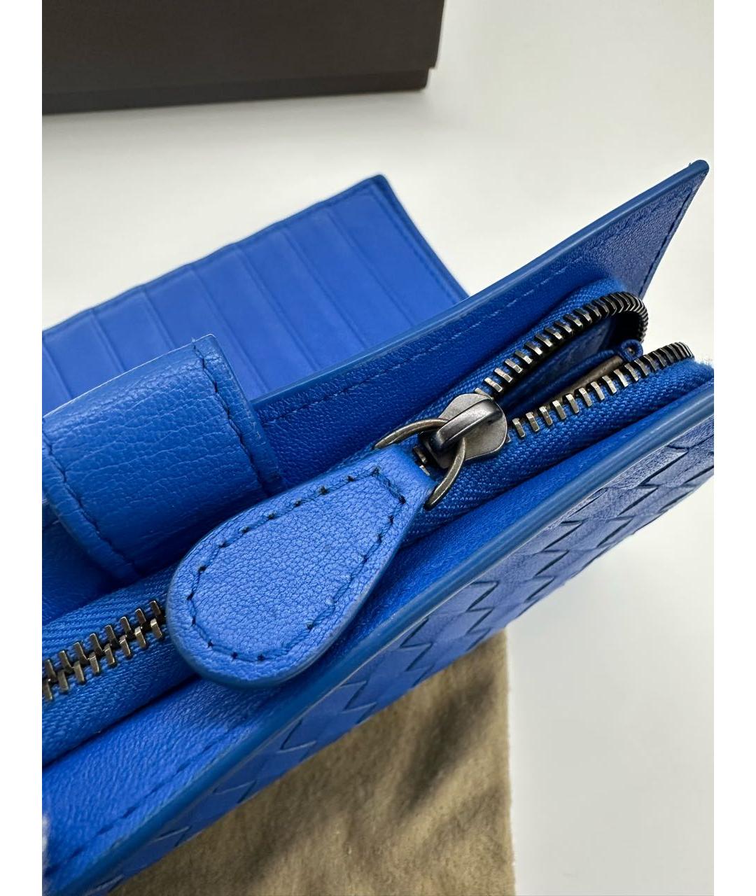 BOTTEGA VENETA Синий кожаный кошелек, фото 7