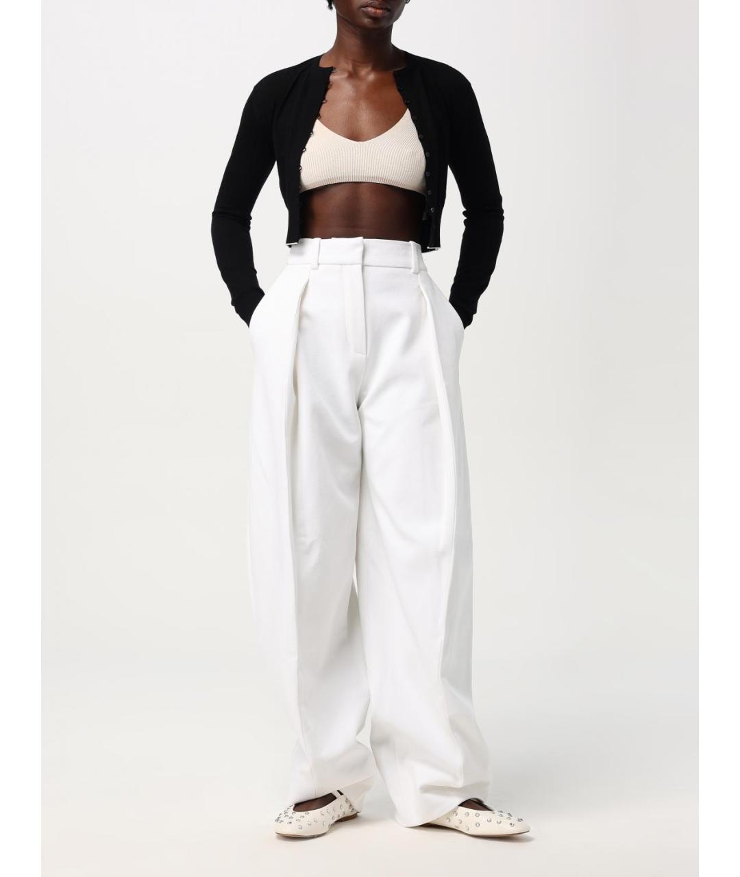 JACQUEMUS Белые вискозные прямые брюки, фото 3