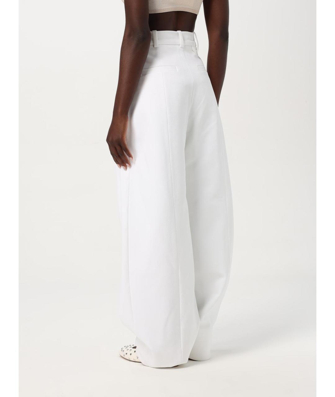 JACQUEMUS Белые вискозные прямые брюки, фото 4