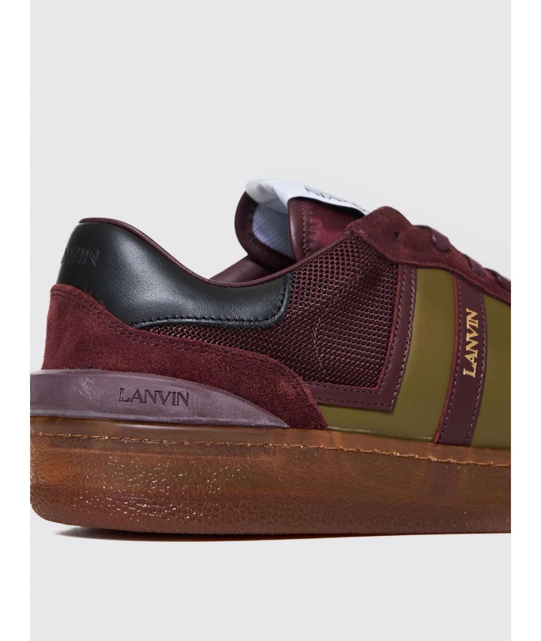 LANVIN Бордовые низкие кроссовки / кеды, фото 4
