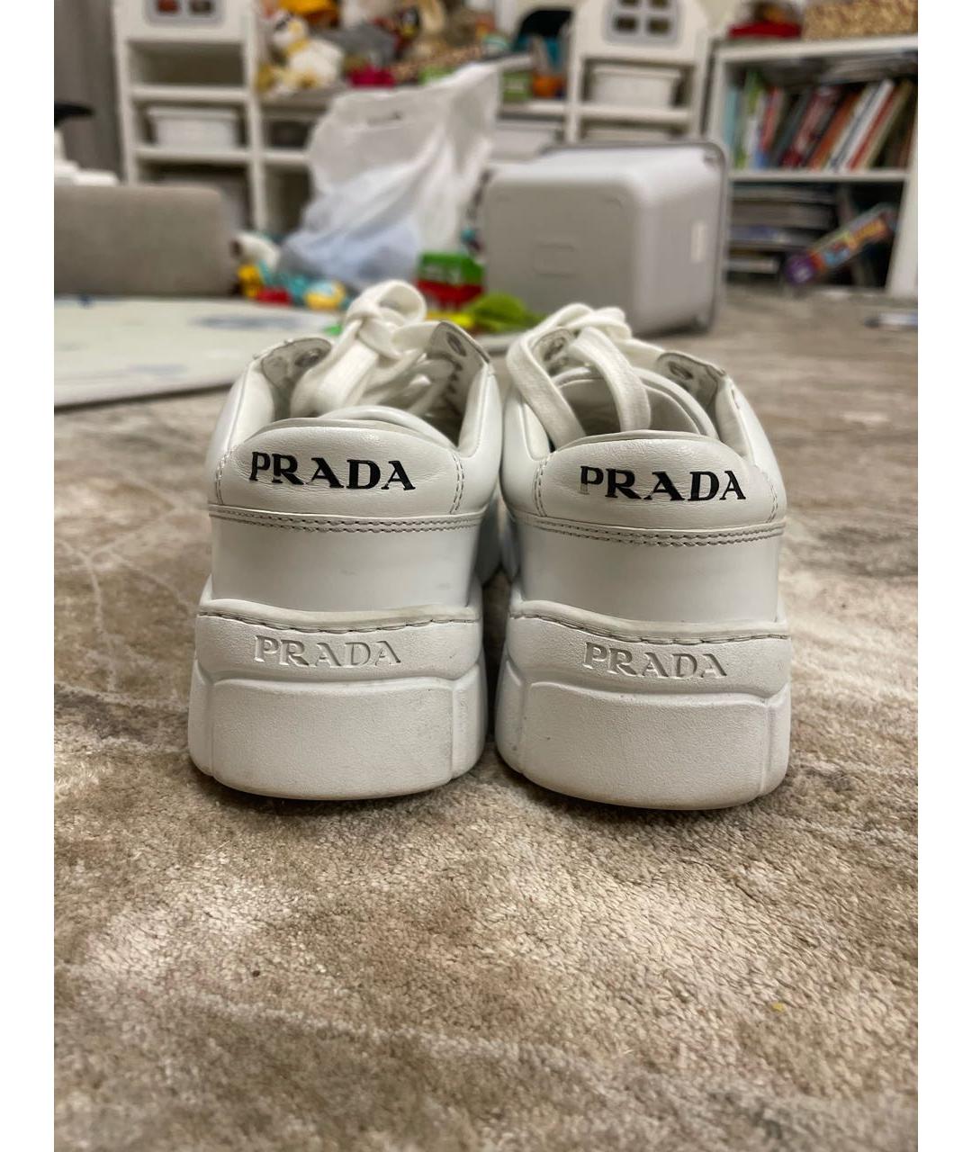 PRADA Белые кожаные кеды, фото 5