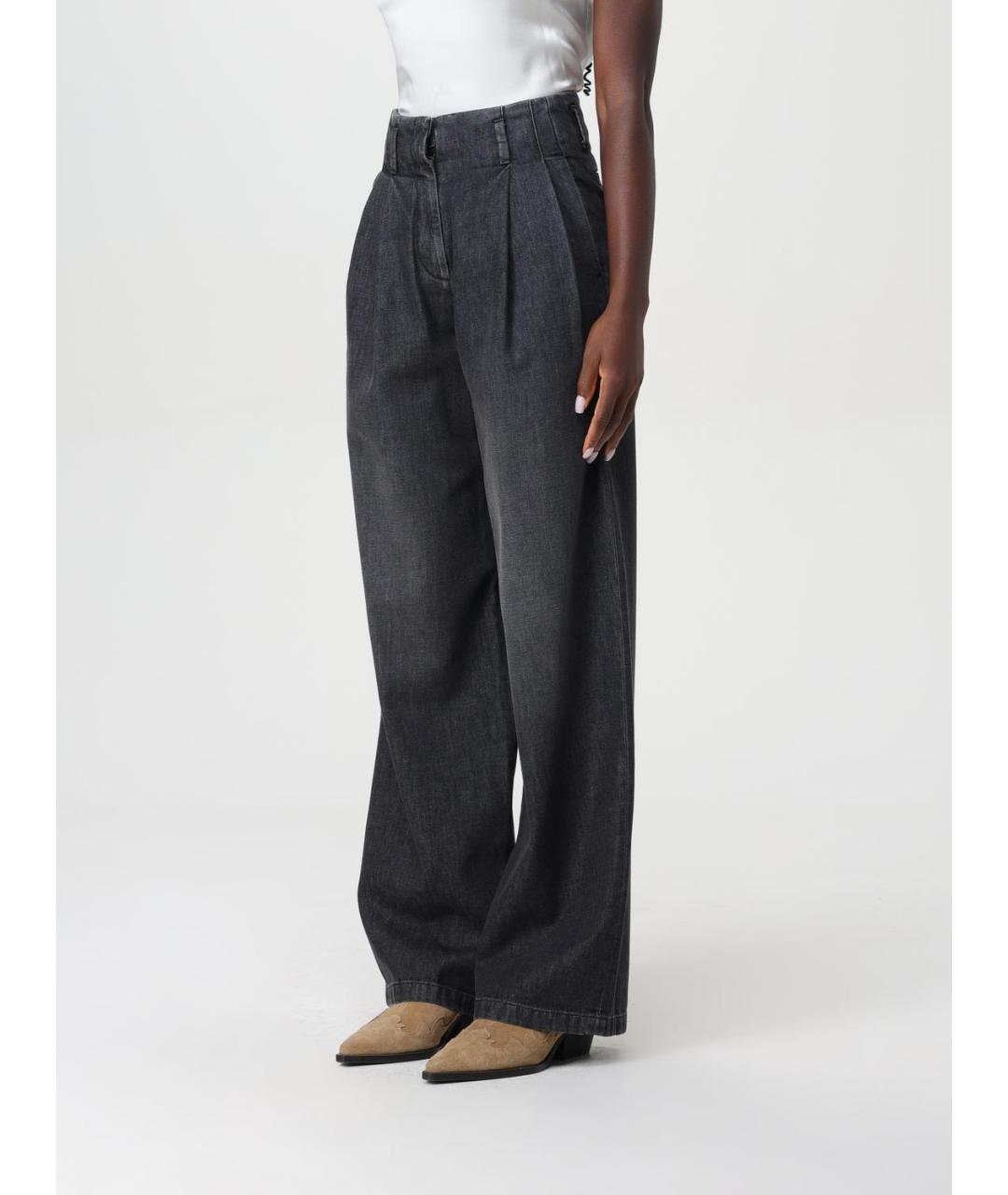 GOLDEN GOOSE DELUXE BRAND Черные хлопковые брюки широкие, фото 5