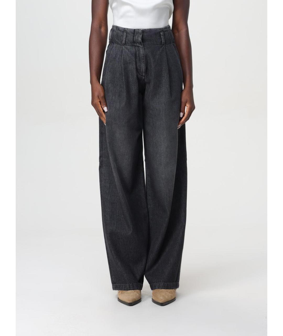 GOLDEN GOOSE DELUXE BRAND Черные хлопковые брюки широкие, фото 2