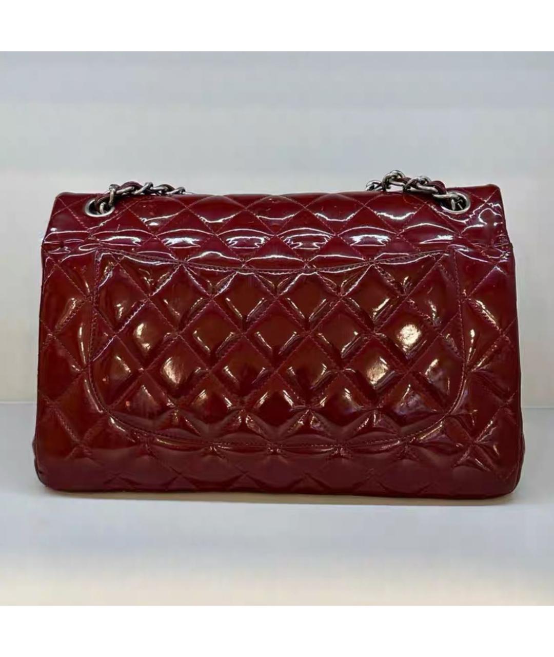 CHANEL Бордовая сумка через плечо из лакированной кожи, фото 3