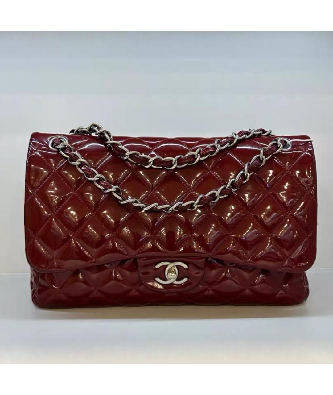 CHANEL Бордовая сумка через плечо из лакированной кожи, фото 2