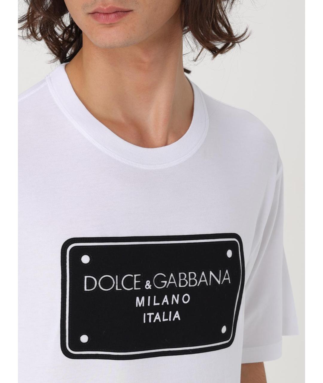 DOLCE&GABBANA Белая хлопковая футболка, фото 6