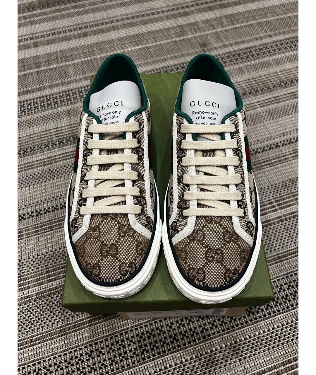 GUCCI Коричневые текстильные кеды, фото 3