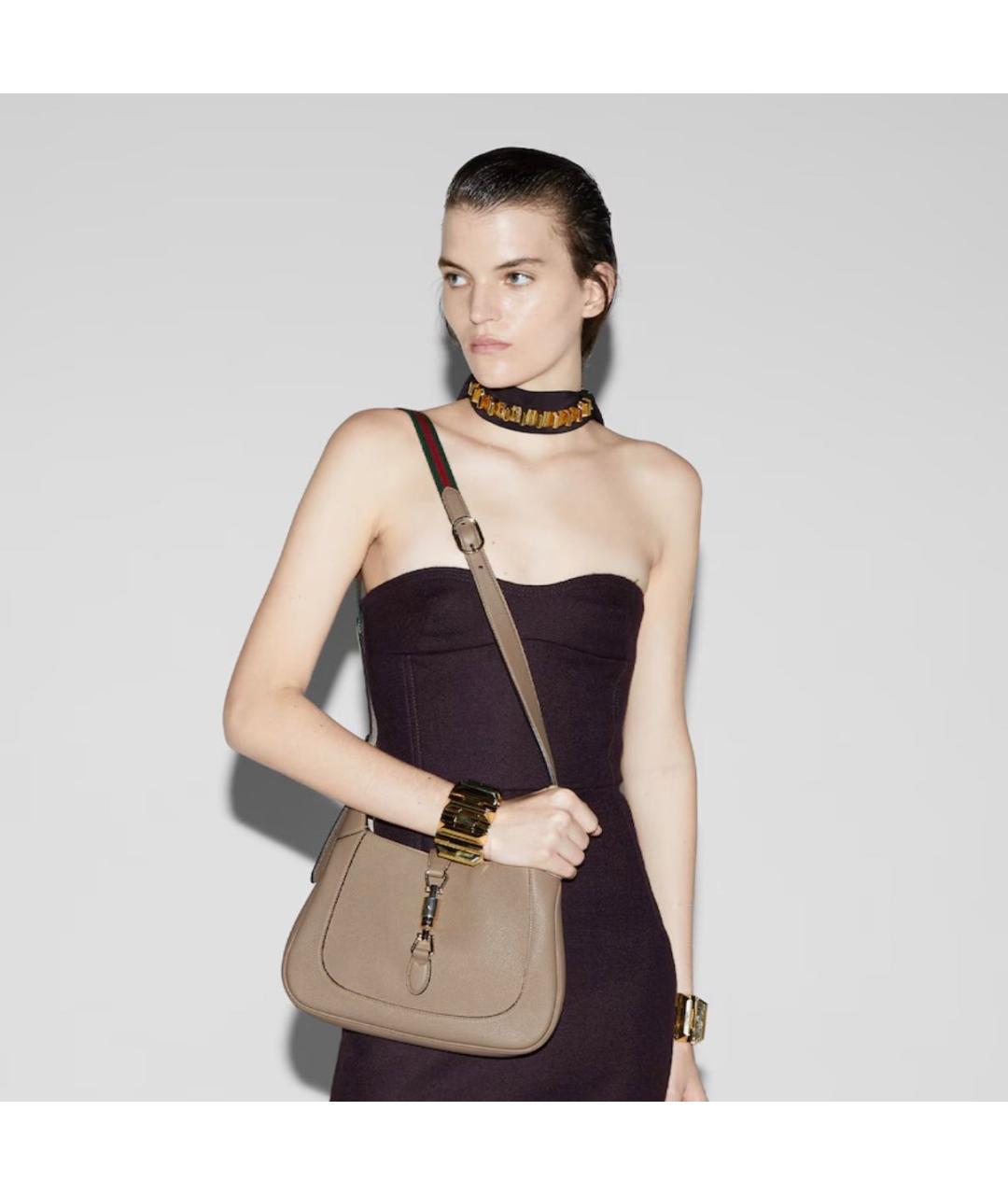 GUCCI Бежевая кожаная сумка через плечо, фото 6