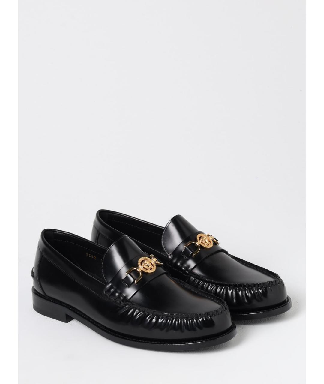 VERSACE Черные кожаные лоферы, фото 2