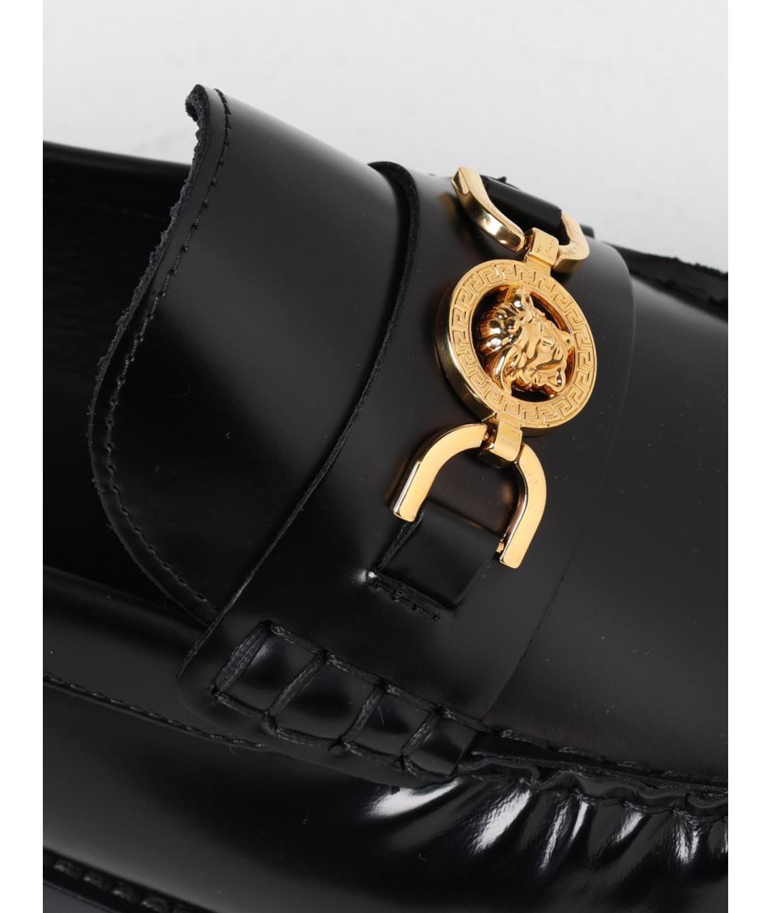 VERSACE Черные кожаные лоферы, фото 4