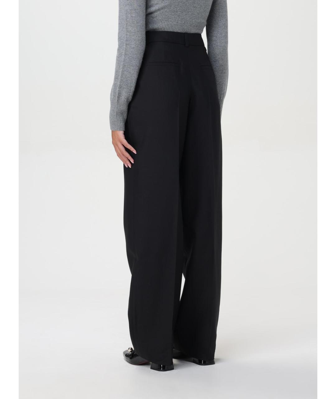JACQUEMUS Черные хлопко-эластановые прямые брюки, фото 4