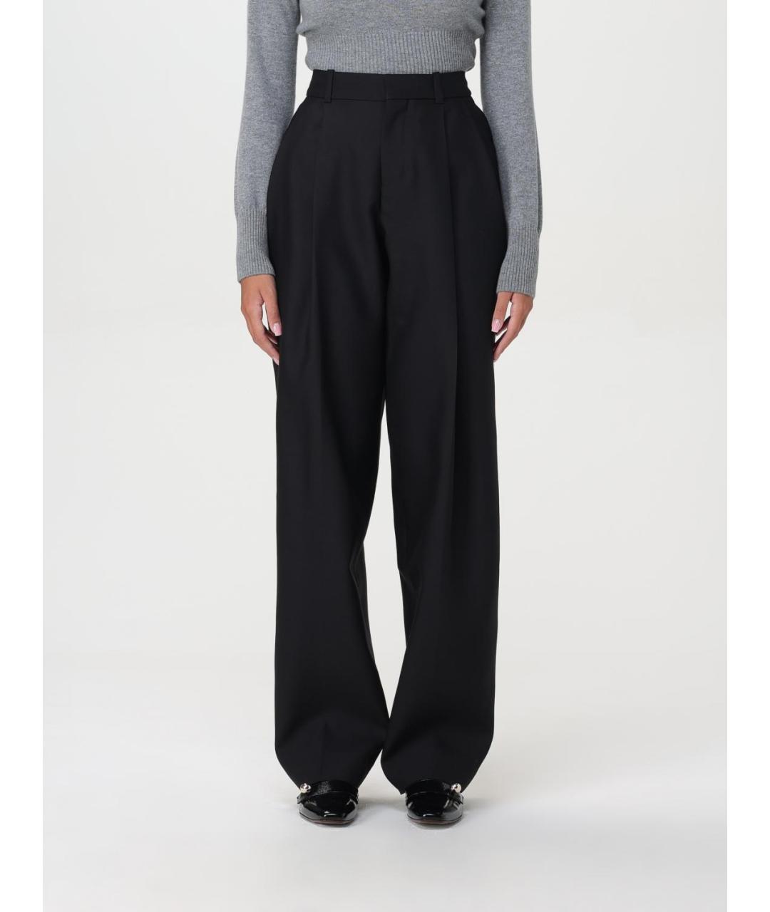 JACQUEMUS Черные хлопко-эластановые прямые брюки, фото 2