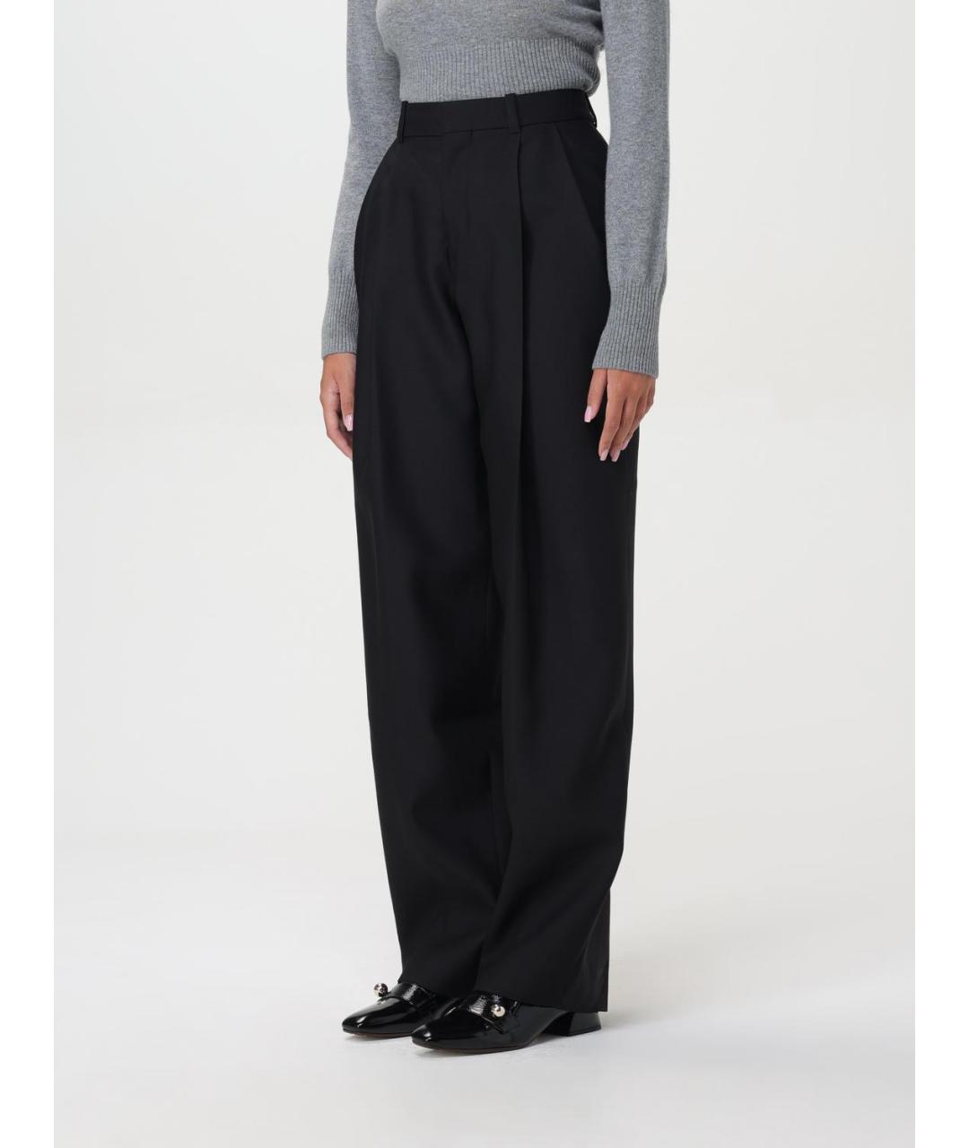 JACQUEMUS Черные хлопко-эластановые прямые брюки, фото 5