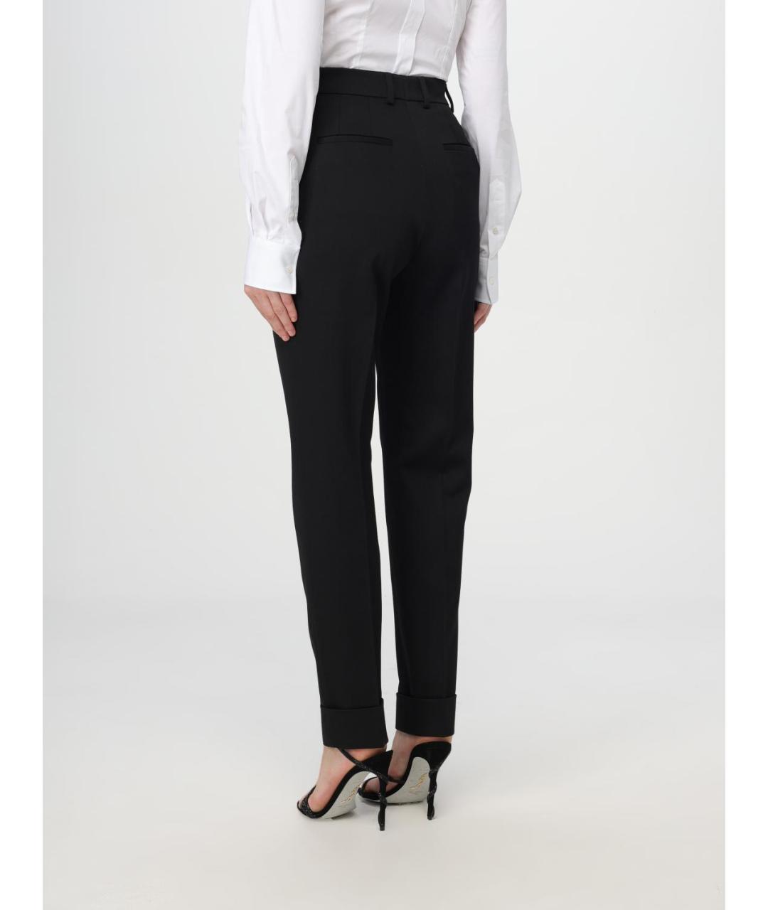 DOLCE&GABBANA Черные шерстяные прямые брюки, фото 4