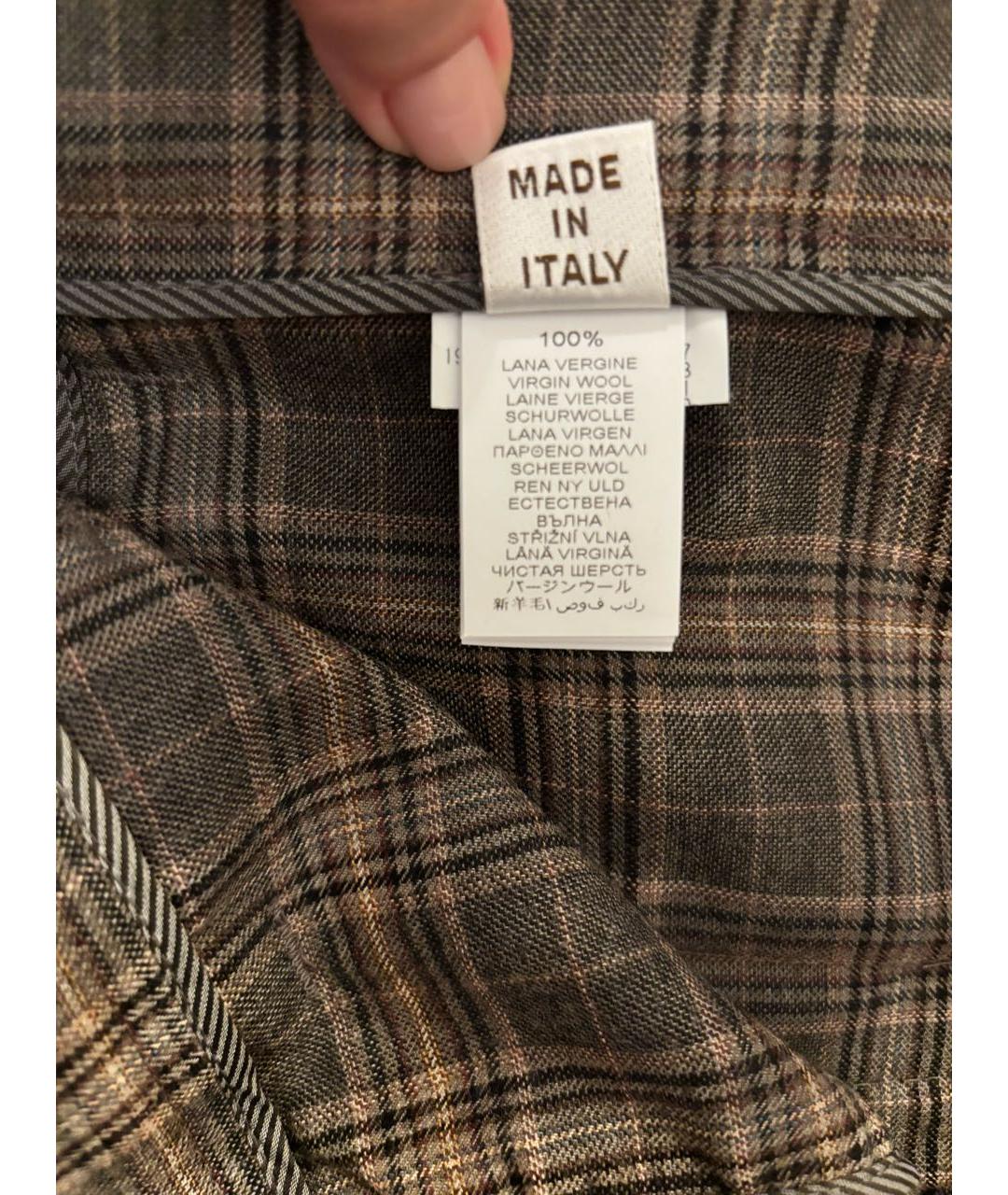 BRUNELLO CUCINELLI Коричневые шерстяные брюки узкие, фото 5