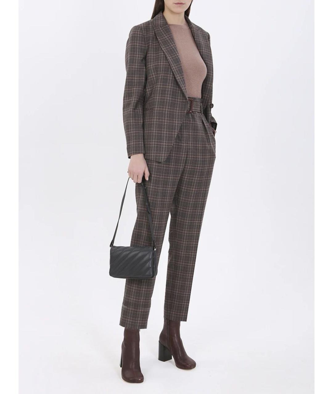 BRUNELLO CUCINELLI Коричневые шерстяные брюки узкие, фото 8