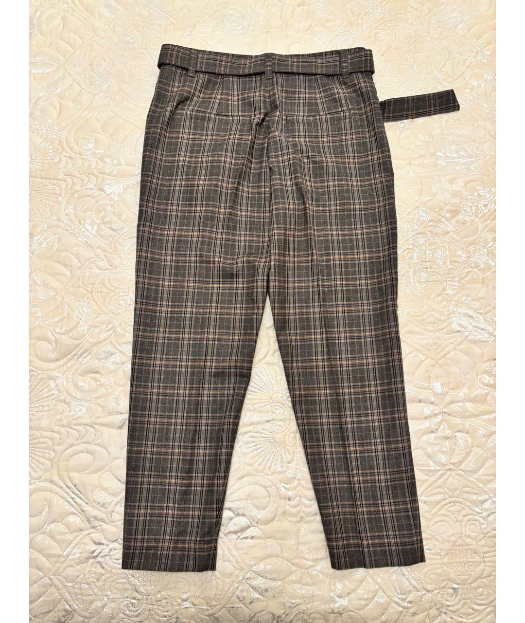 BRUNELLO CUCINELLI Коричневые шерстяные брюки узкие, фото 6