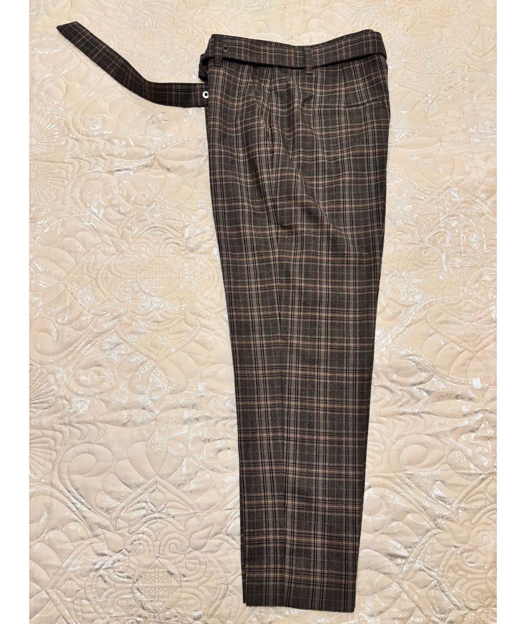 BRUNELLO CUCINELLI Коричневые шерстяные брюки узкие, фото 7