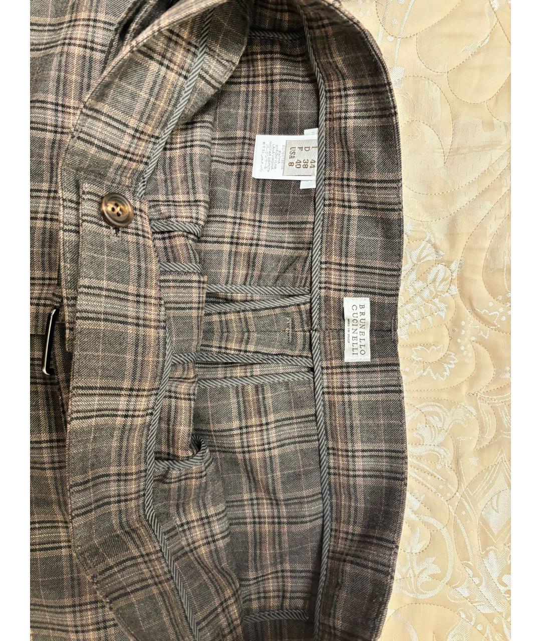BRUNELLO CUCINELLI Коричневые шерстяные брюки узкие, фото 4