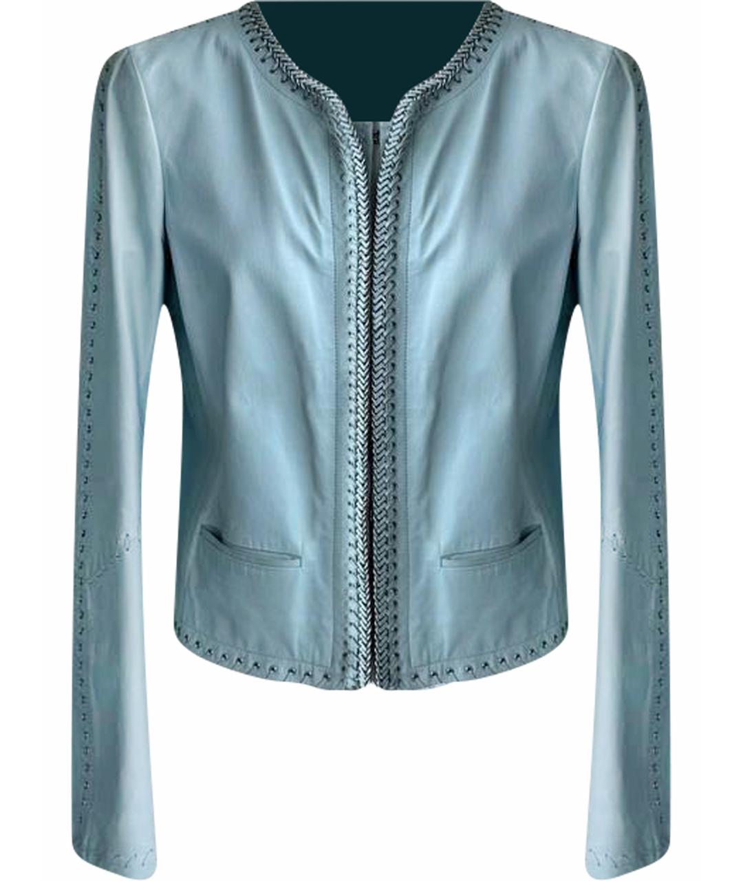 ROBERTO CAVALLI Бирюзовая кожаная куртка, фото 1