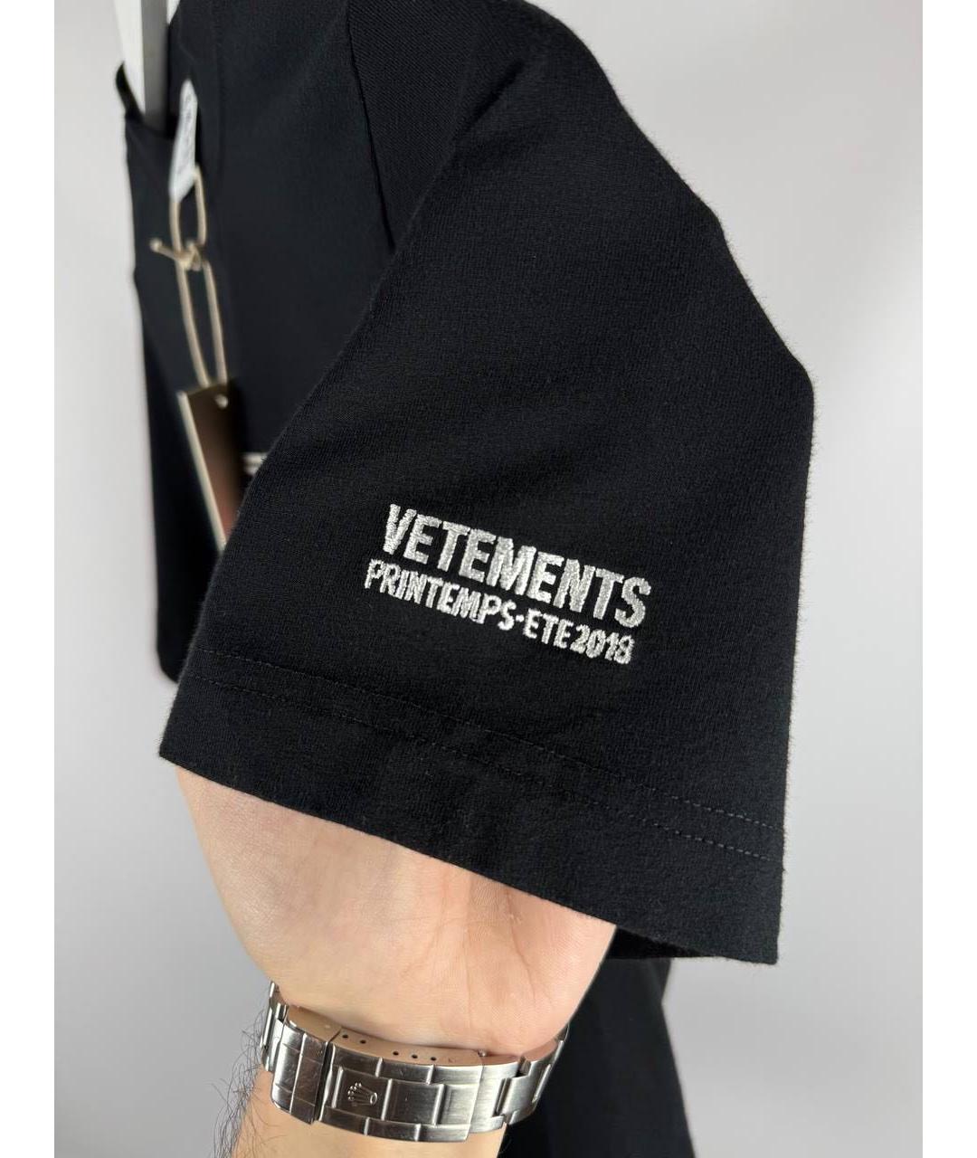 VETEMENTS Черная хлопковая футболка, фото 2