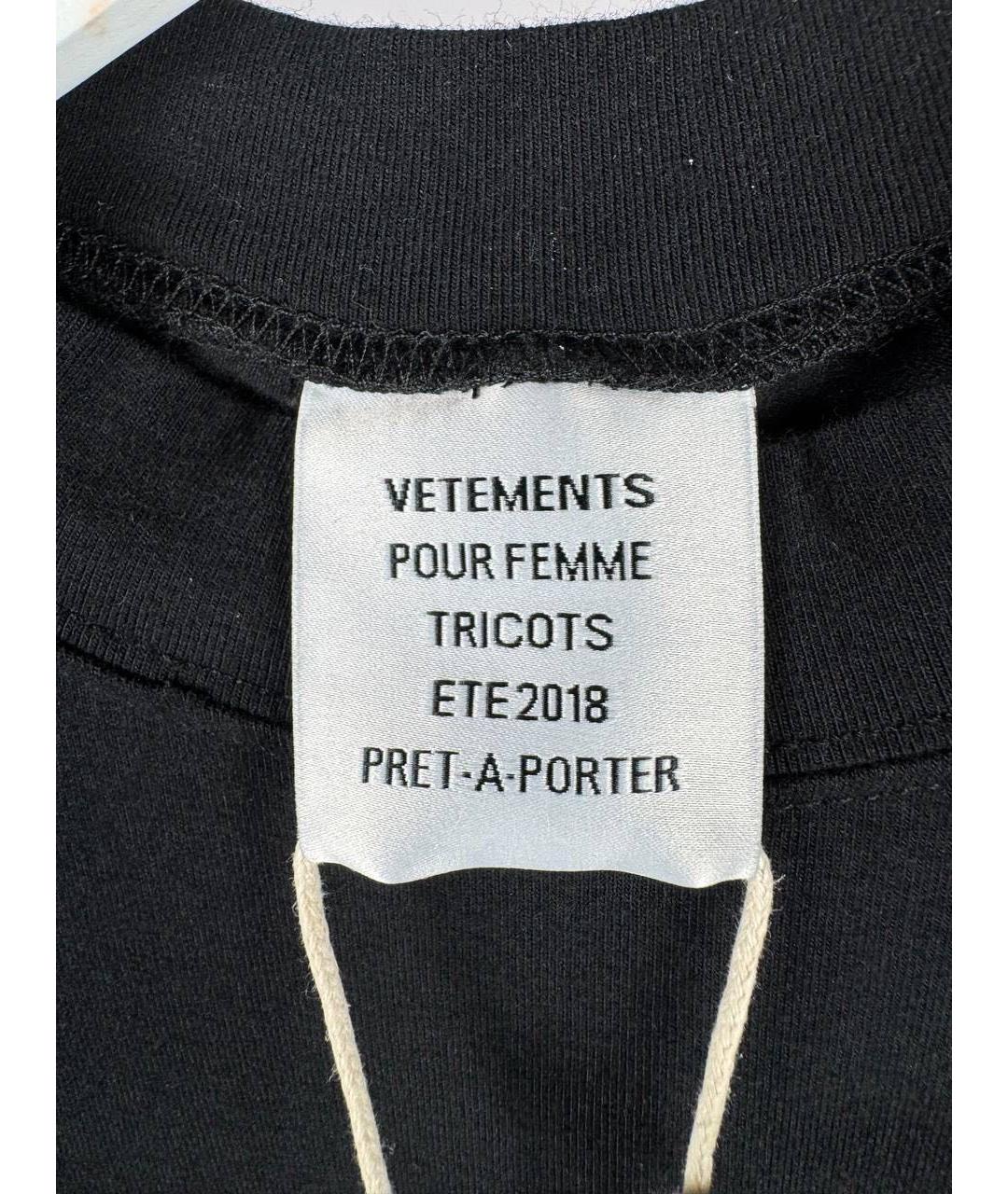 VETEMENTS Черная хлопковая футболка, фото 4