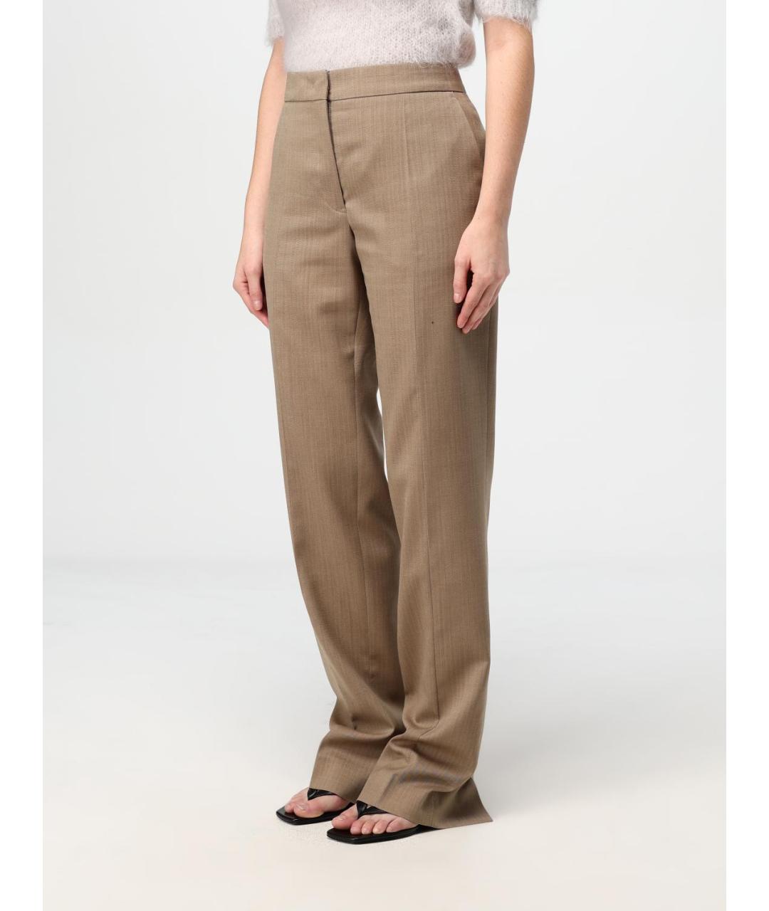 JIL SANDER Коричневые прямые брюки, фото 3