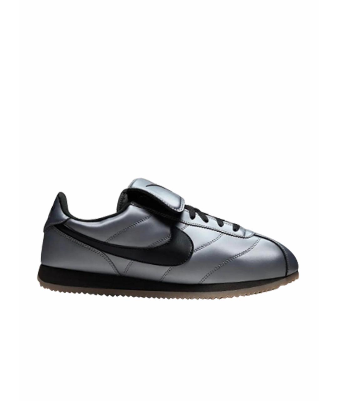 NIKE Антрацитовые кожаные низкие кроссовки / кеды, фото 1