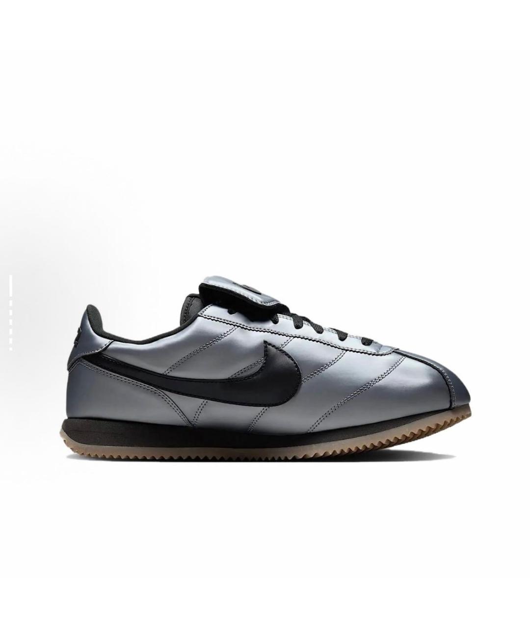 NIKE Антрацитовые кожаные низкие кроссовки / кеды, фото 2
