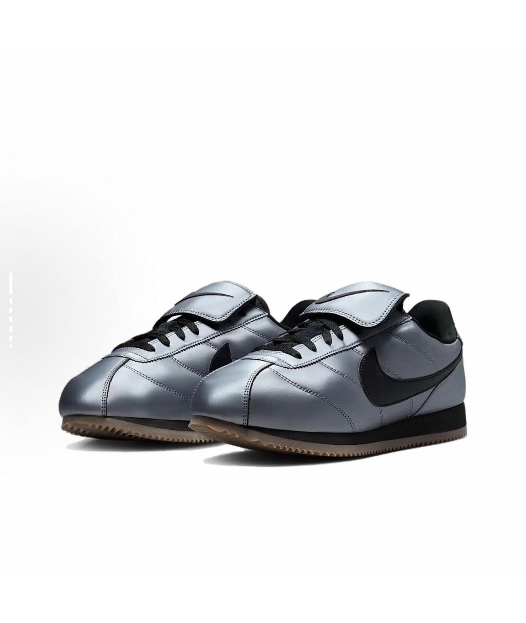 NIKE Антрацитовые кожаные низкие кроссовки / кеды, фото 3