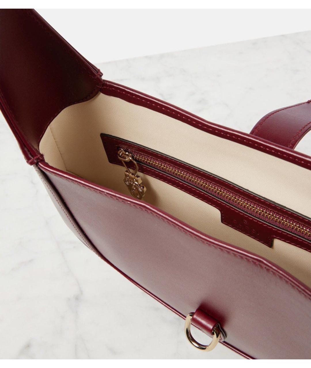 GUCCI Бордовая кожаная сумка с короткими ручками, фото 5
