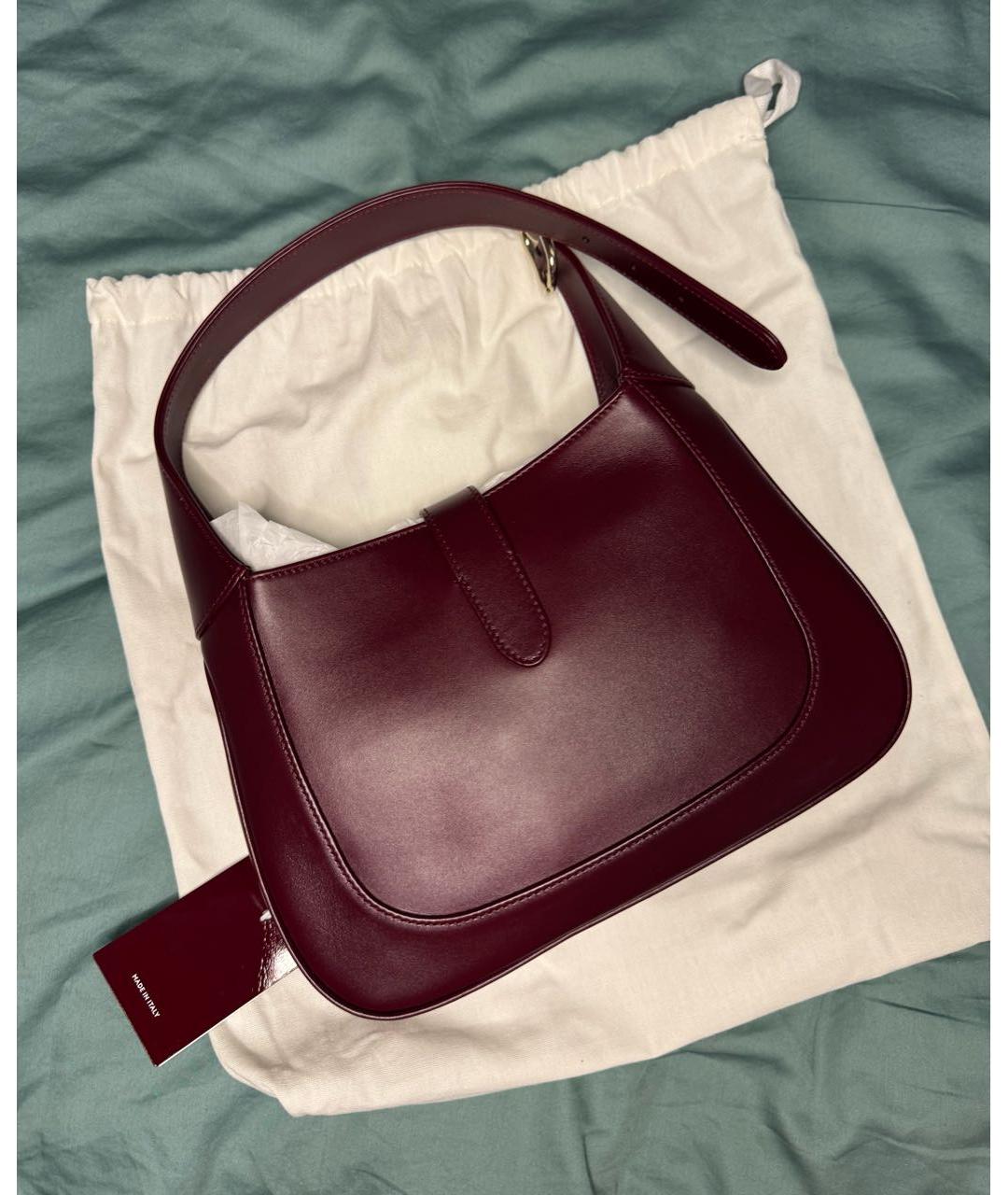 GUCCI Бордовая кожаная сумка с короткими ручками, фото 4