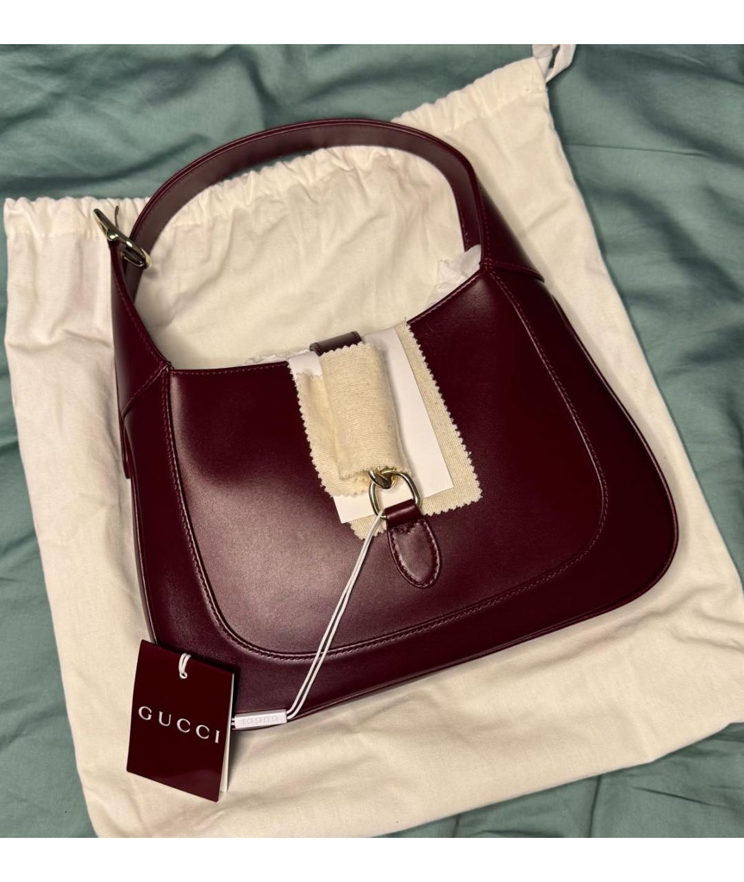 GUCCI Бордовая кожаная сумка с короткими ручками, фото 2
