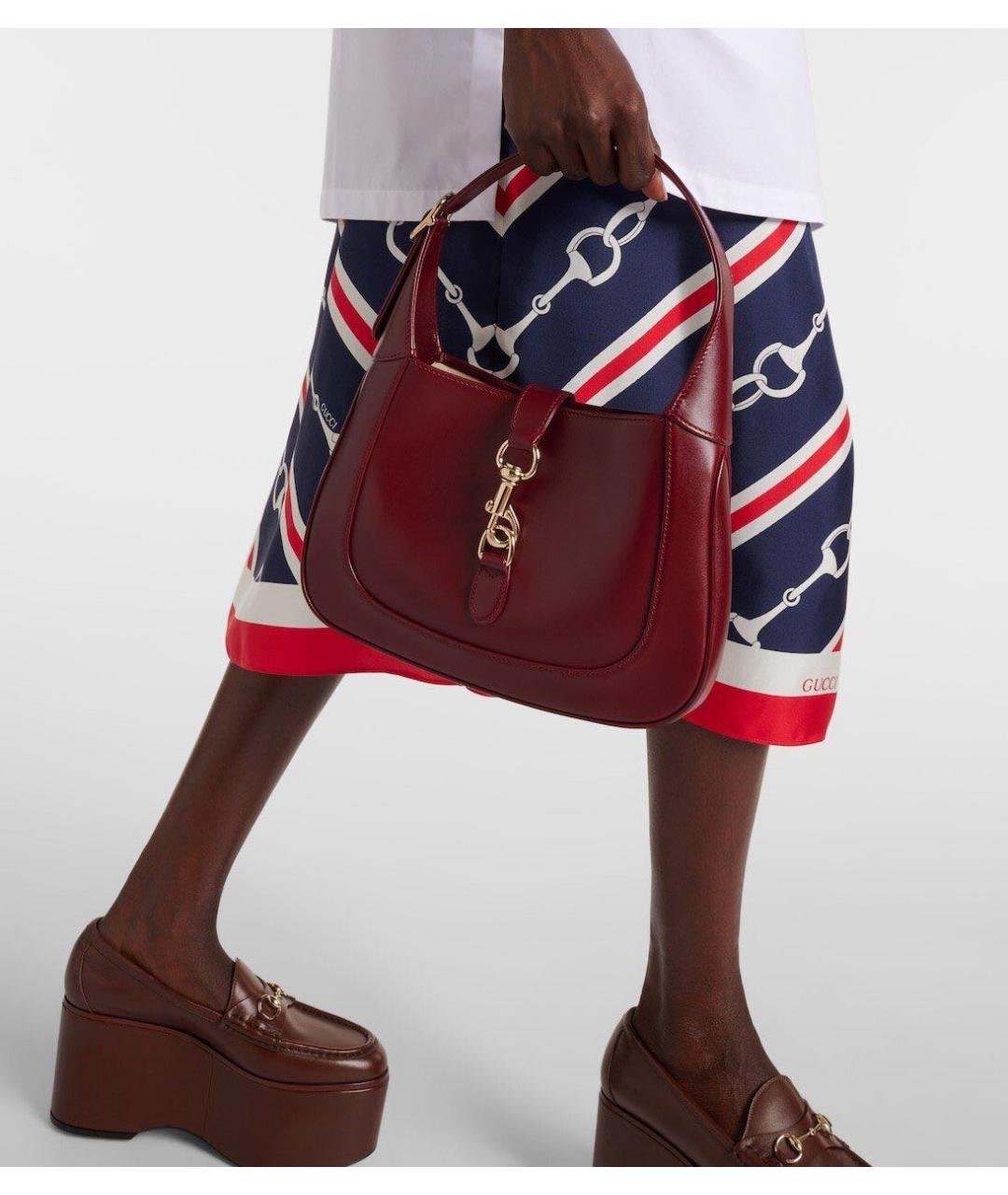 GUCCI Бордовая кожаная сумка с короткими ручками, фото 6