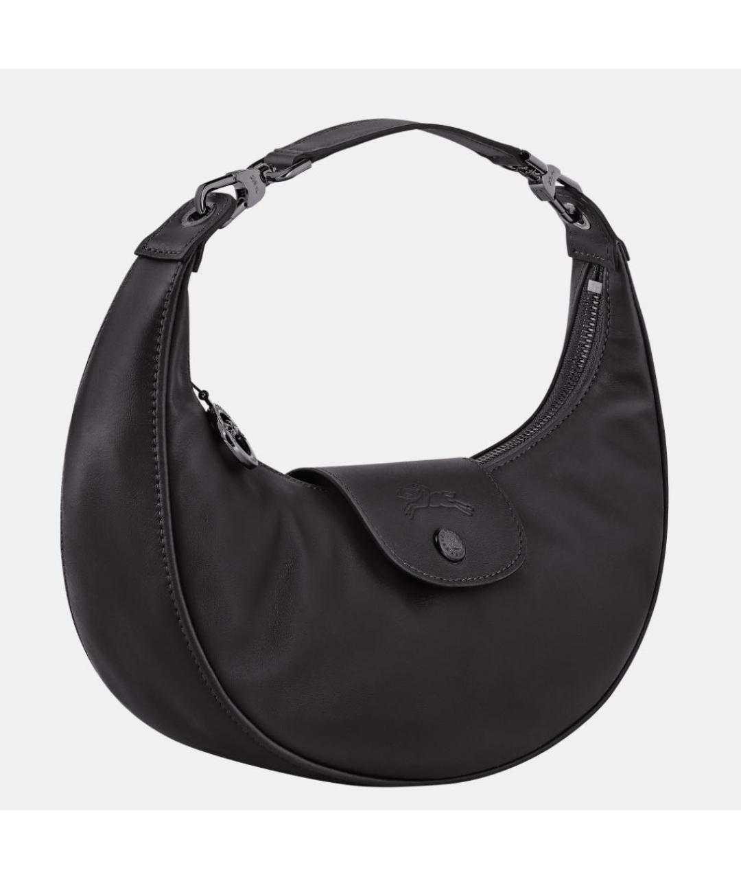 LONGCHAMP Черная кожаная сумка через плечо, фото 3