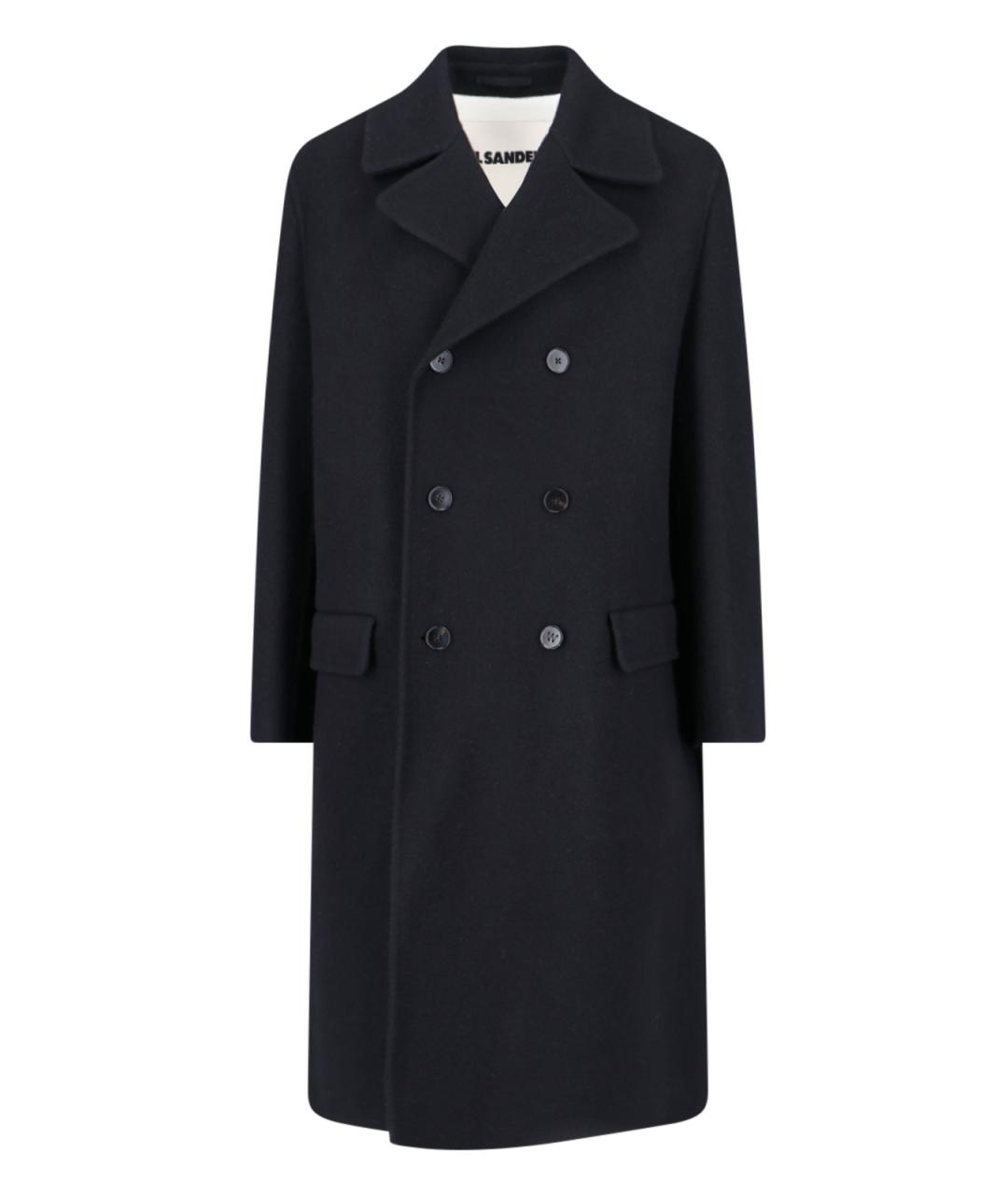 JIL SANDER Темно-синее шерстяное пальто, фото 1