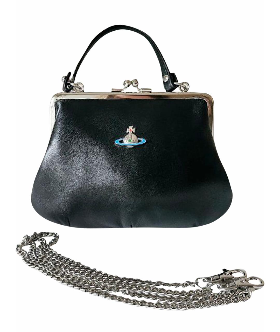 VIVIENNE WESTWOOD Черная кожаная сумка с короткими ручками, фото 1