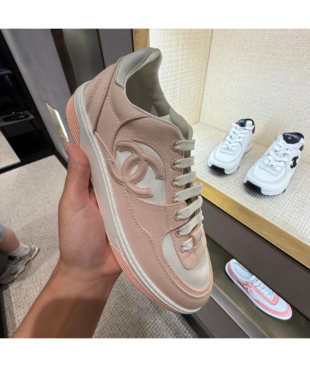 CHANEL Розовые текстильные кеды, фото 3