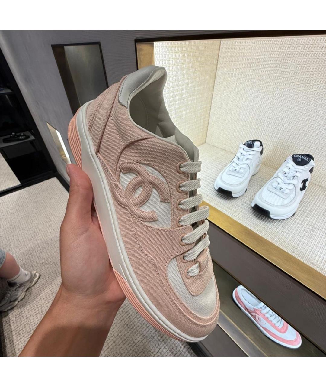 CHANEL Розовые текстильные кеды, фото 2