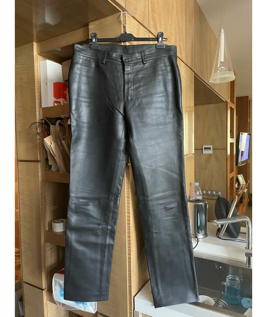 HERMES PRE-OWNED Черные кожаные повседневные брюки, фото 7