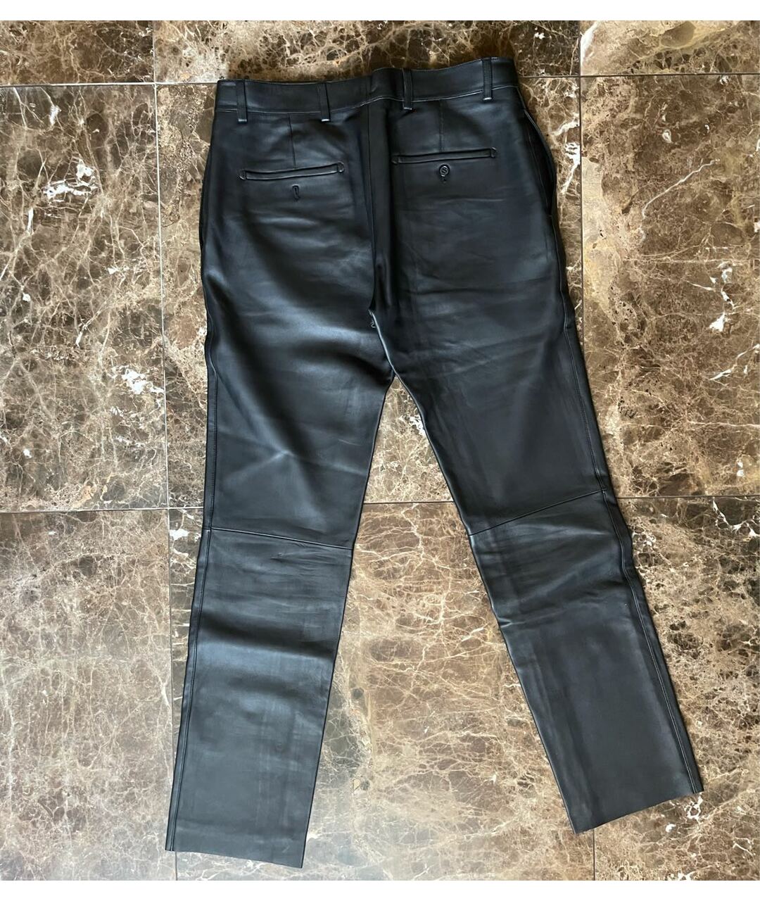 HERMES PRE-OWNED Черные кожаные повседневные брюки, фото 2