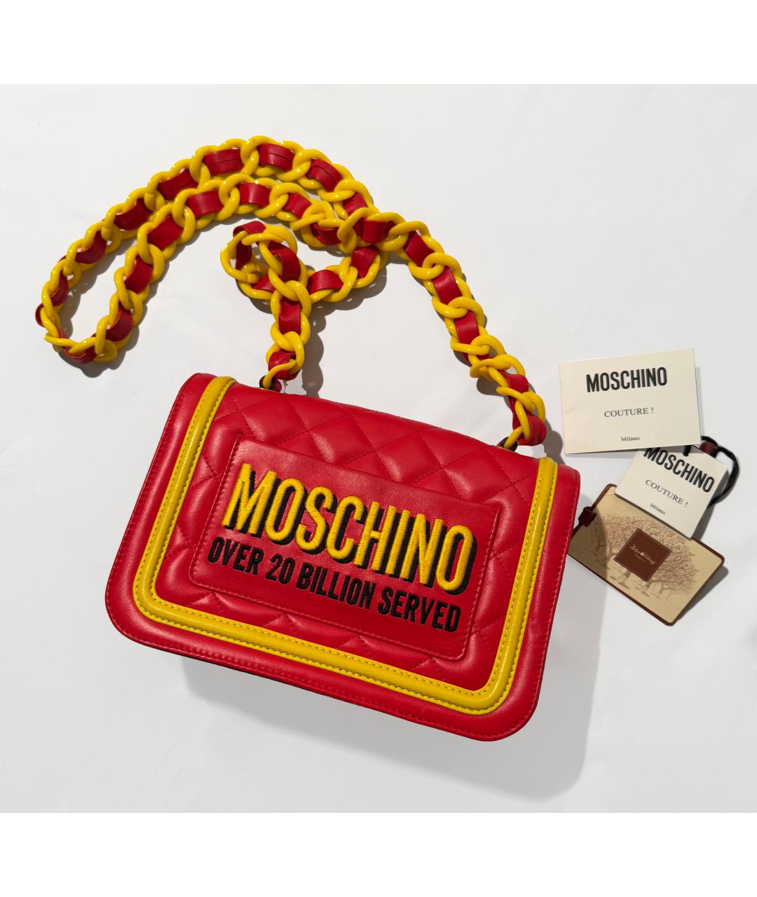 MOSCHINO Красная кожаная сумка через плечо, фото 8