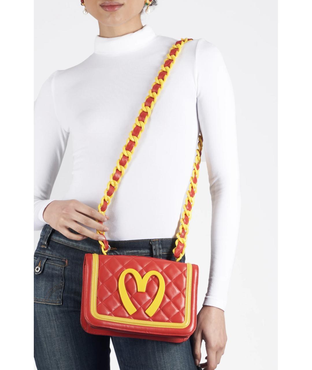 MOSCHINO Красная кожаная сумка через плечо, фото 3