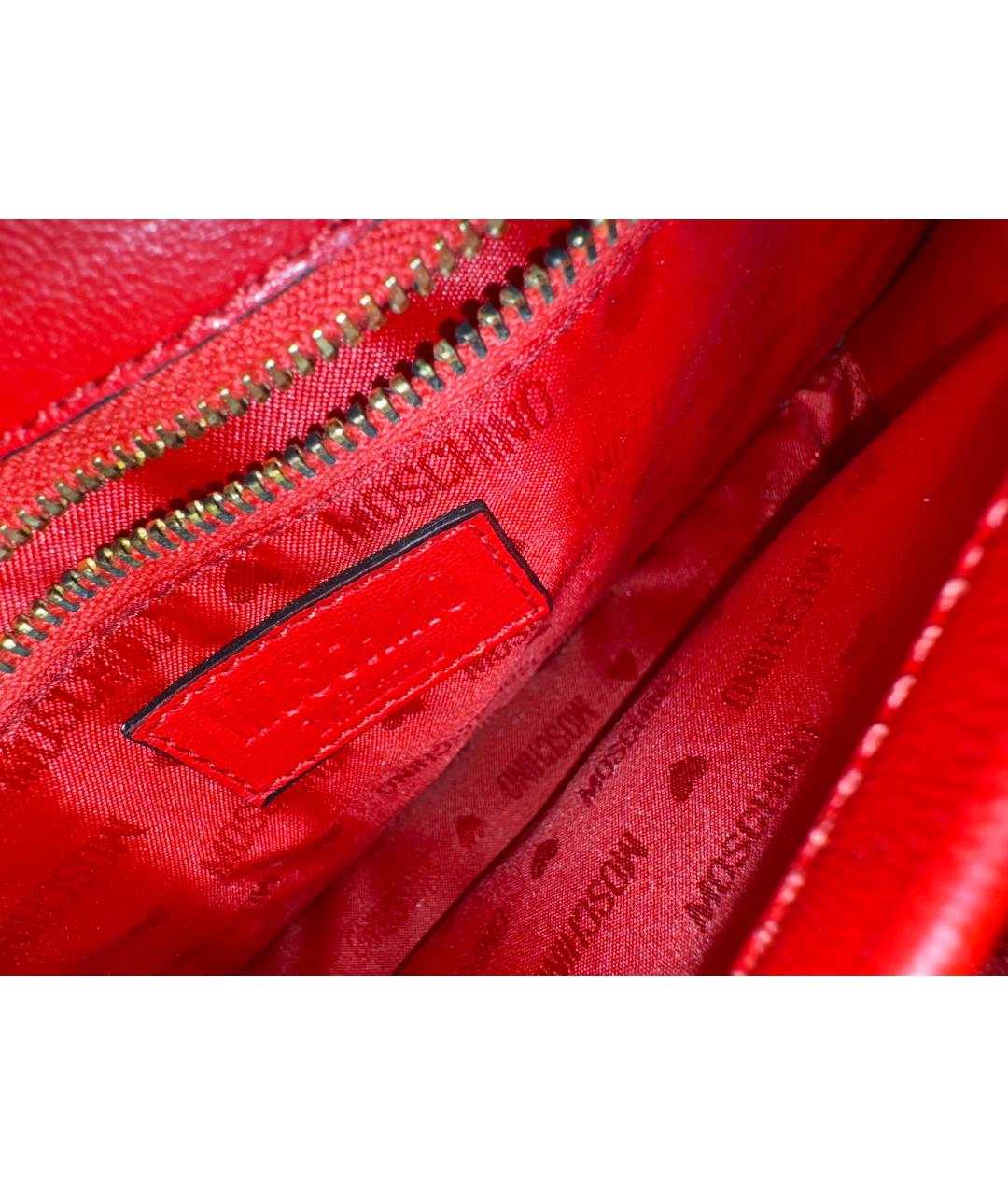 MOSCHINO Красная кожаная сумка через плечо, фото 4