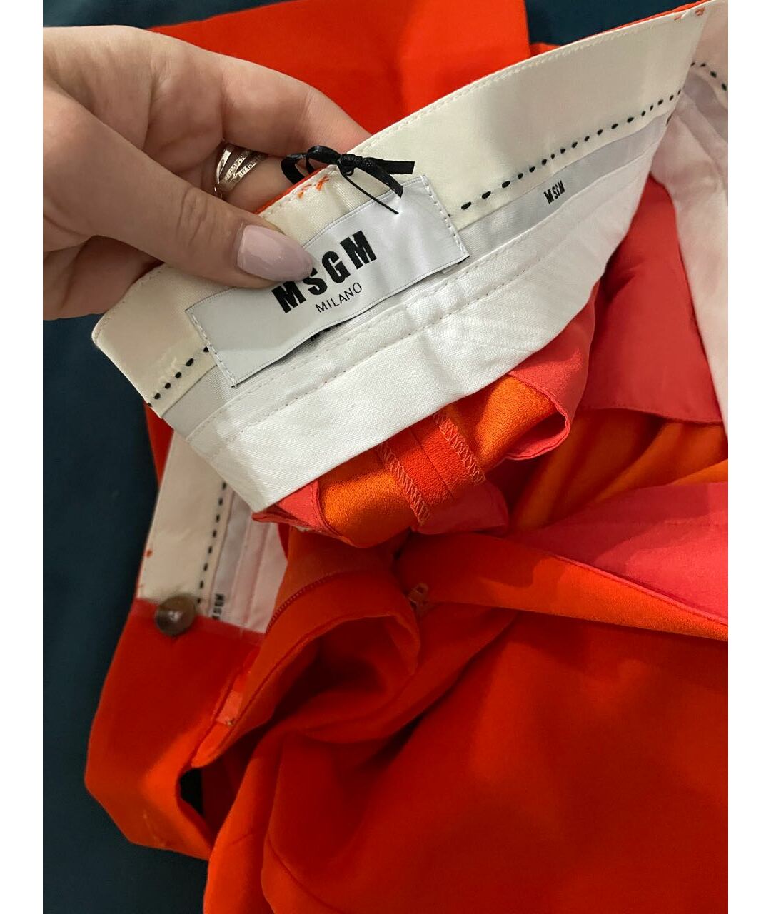 MSGM Оранжевое полиэстеровые прямые брюки, фото 4